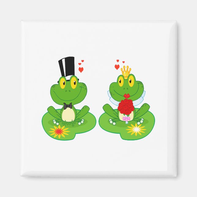 bride and groom froggy frogs magnet (Front)
