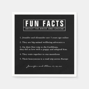 Bride and Groom Fun Facts Black and White Paper Napkin