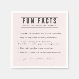 Bride and Groom Fun Facts Blush Pink Paper Napkin