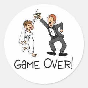 Bride and Groom Game Over Classic Round Sticker