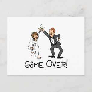 Bride and Groom Game Over Wedding Postcard