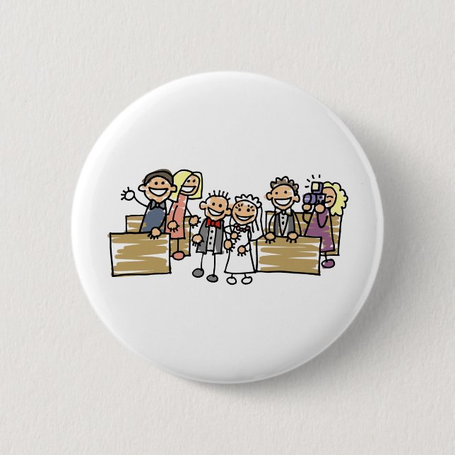 Bride And Groom Get Married 2 Inch Round Button (Front)