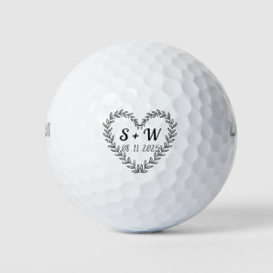 Bride and Groom Golfer Monogram Initials Weddings  Golf Balls