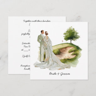 Bride and Groom Golfer wedding in golf course Invitation