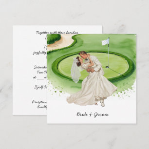  Bride and Groom Golfer wedding in golf course Invitation
