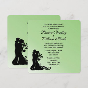 Bride and Groom Green Wedding Invitation