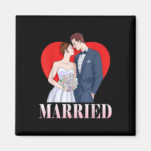 Bride And Groom Happy Wedding Married Couple Magnet