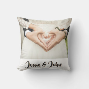 Bride And Groom Heart Hands Personalized Throw Pillow