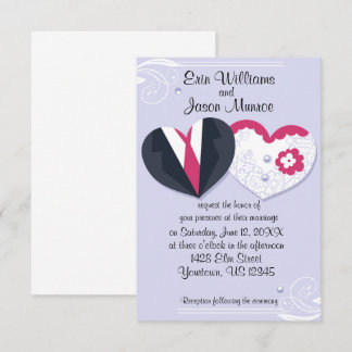 Bride and Groom Hearts Invitation