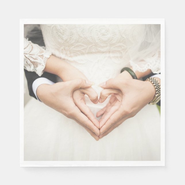 Bride and Groom Holding Hands Napkin (Front)