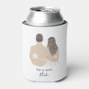 Bride and Groom Illustration Can Cooler