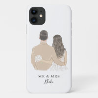 Bride and Groom Illustration Case-Mate iPhone Case
