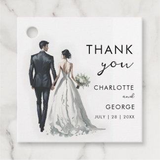 Bride and Groom Illustration Wedding Favours Favour Tags