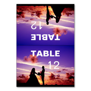Bride and Groom in Sunset Folded Table Card