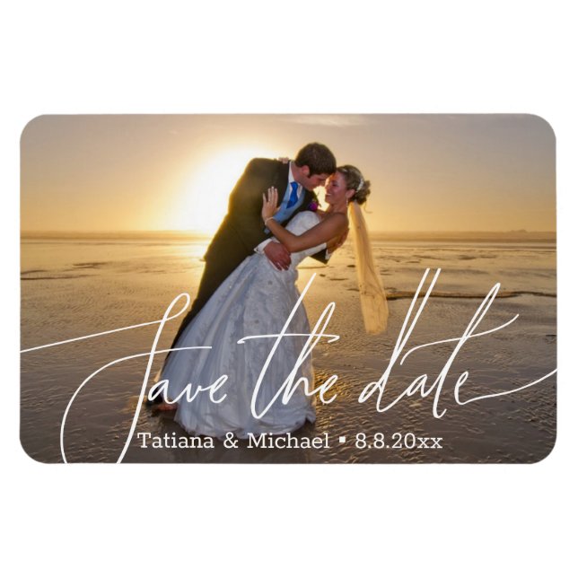 Bride and groom in the beach,save the date, custom magnet (Horizontal)