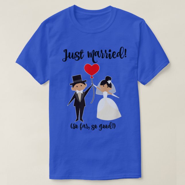 Bride and Groom Just Married Cute Honeymoon  T-Shirt (Design Front)