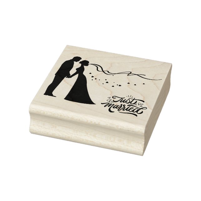 Bride and Groom Just Married Rubber Stamp (Stamp)