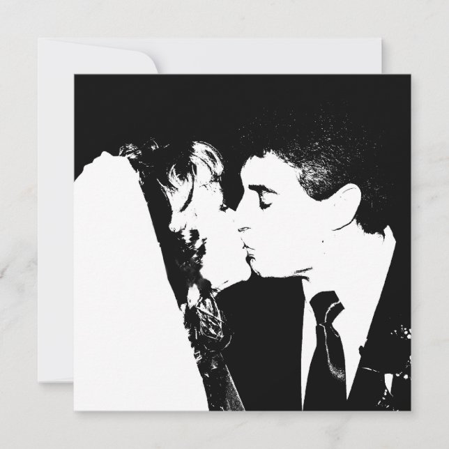 Bride and groom kiss invitation (Front)