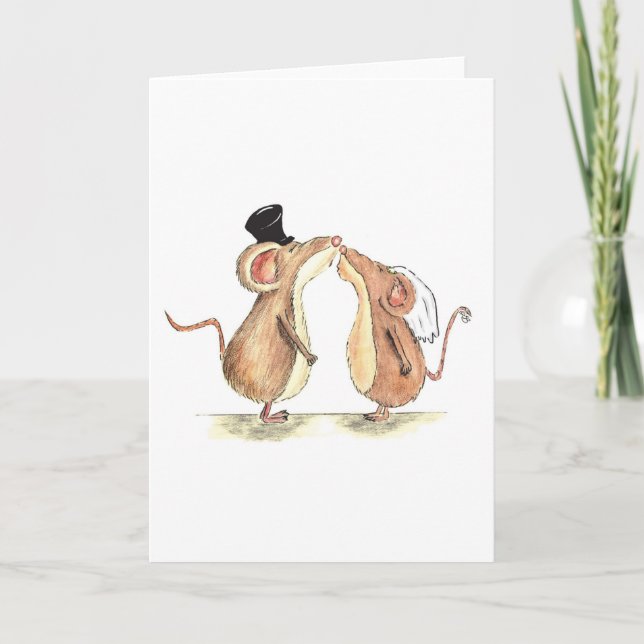 Bride and Groom - Kissing Mice - Gift for Wedding Card (Front)