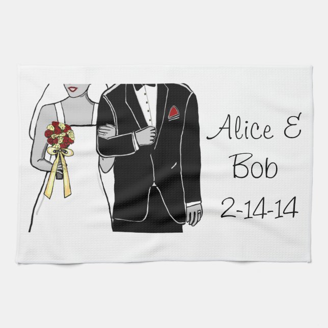 Bride and Groom Kitchen Towel (Horizontal)