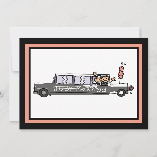 Bride and Groom Limo Elopement Announcement (Front)