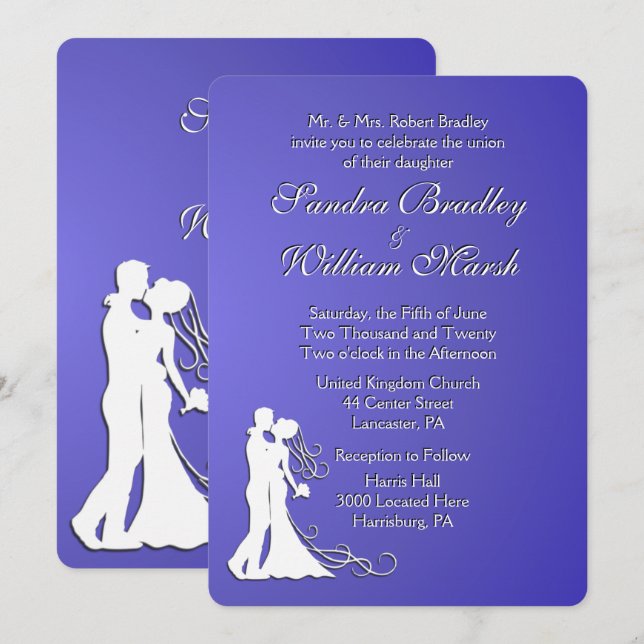 Bride and Groom Lotus Wedding Invitation (Front/Back)