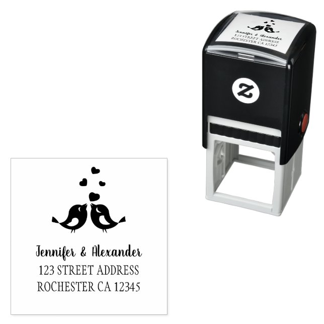 Bride and Groom love birds wedding Self-inking Stamp (In Situ)