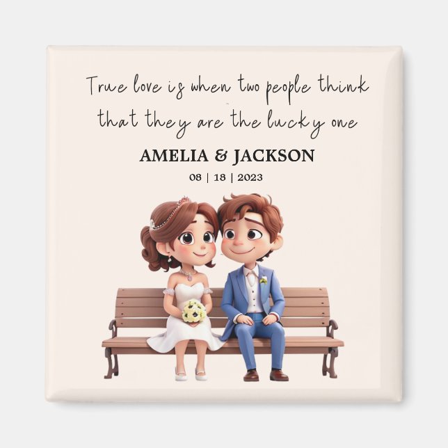 Bride and Groom Love Quotes Wedding Favours Magnet (Front)