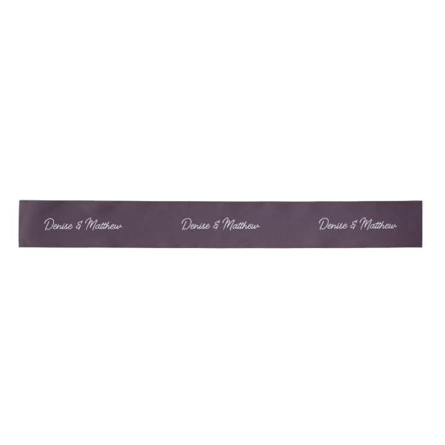 Bride and Groom Midnight Plum   Satin Ribbon (Front)