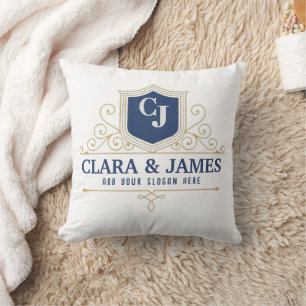Bride And Groom Monogram Names Elegant Weeding Throw Pillow