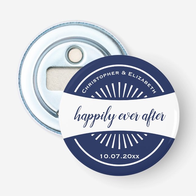 Bride and Groom Monogram Wedding Party Favour Bottle Opener (Front)