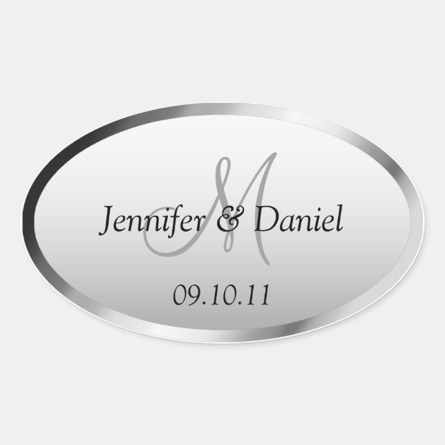 Bride And Groom Monogram Wine Labels (Front)