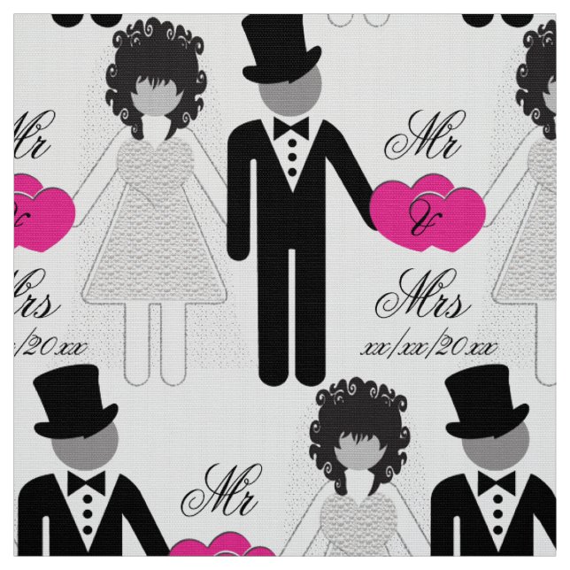 Bride and Groom Mr and Mrs Fabric (Swatch)
