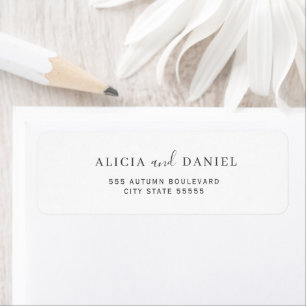 Bride and groom names black white return address
