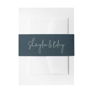 Bride and Groom Names Blue Wedding Invitation Belly Band