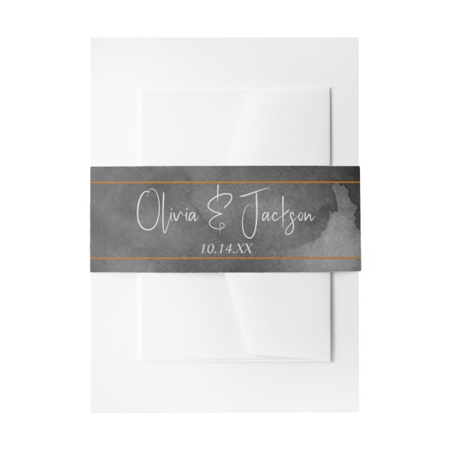 Bride and Groom Names Halloween Wedding Invitation Invitation Belly Band (Front Example)