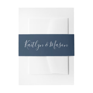 Bride and Groom Names Indigo Wedding Invitation Belly Band