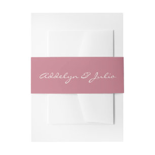 Bride and Groom Names Mauve Wedding Invitation Belly Band