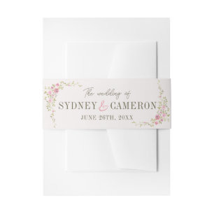 Bride and Groom Names Pink Green Wedding Invitation Belly Band