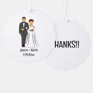 Bride and Groom Names Wedding Favour Ornament Card