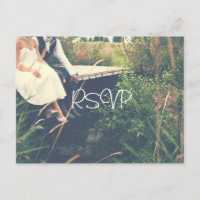 Bride and Groom Nature Wedding RSVP with Photo