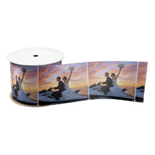Bride and Groom on a Jet Ski Satin Ribbon