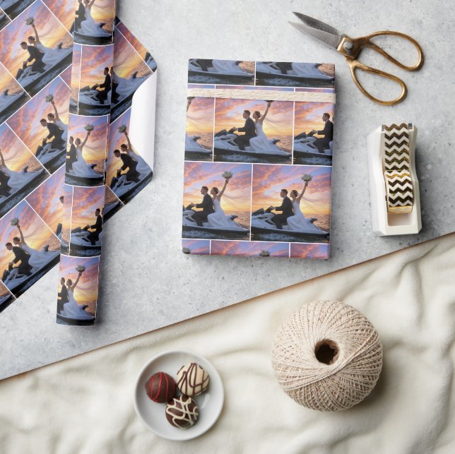 Bride and Groom on a Jet Ski Wrapping Paper (Crafts)