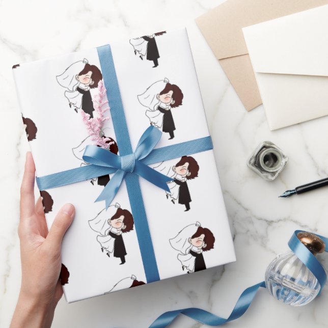 Bride And Groom on White  Wrapping Paper (Gifting)