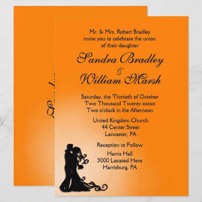 Bride and Groom Orange Invitation (Front/Back)