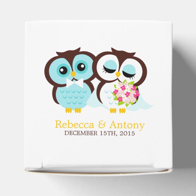 Bride and Groom Owls Wedding Favor Box (Top)
