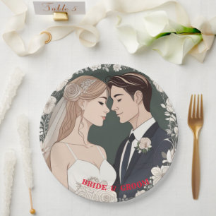 BRIDE AND GROOM PAPER PLATE