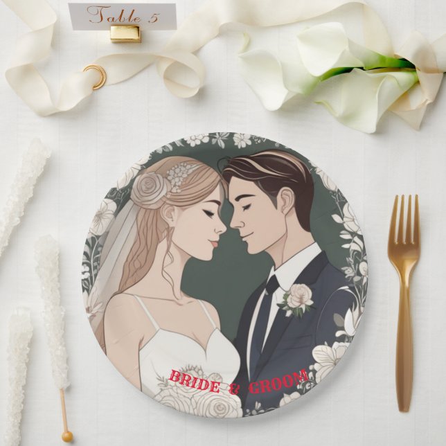  BRIDE AND GROOM   PAPER PLATE (Wedding)