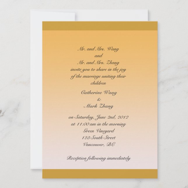 Bride and groom parents'  wedding invitation (Front)