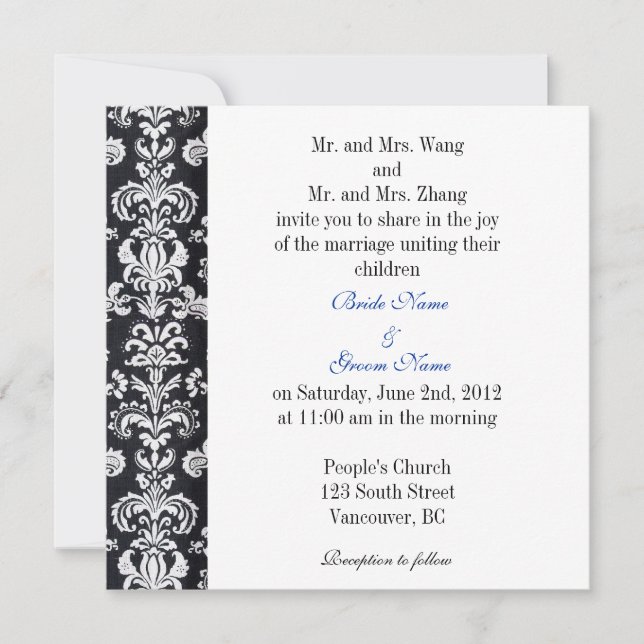 Bride and Groom parents, wedding invitation (Front)